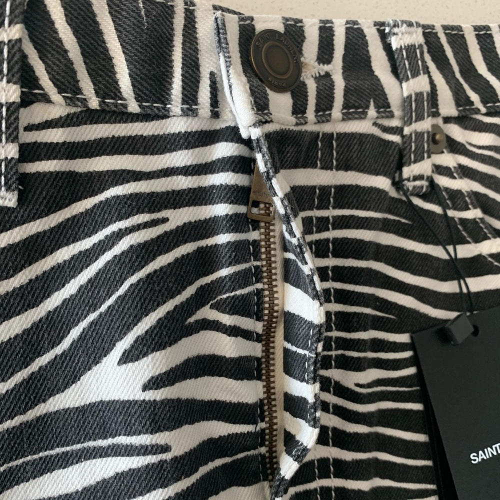 SOLD Saint Laurent Zebra Print Denim Skirt - Picture 11 of 11